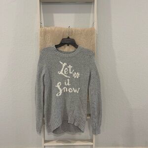 Gray Women's Sweater with 'Let it Snow' Design